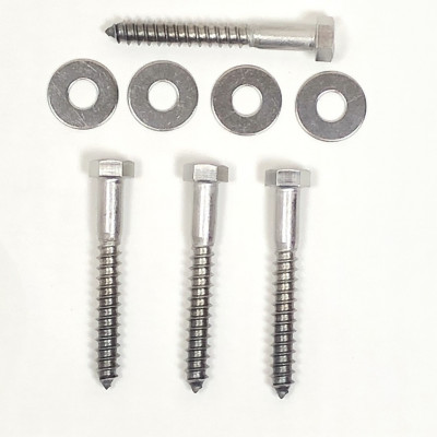 Wood Lag bolt 3/8" x 3" (4 pcs) including 4 SS washers 1 pack per post